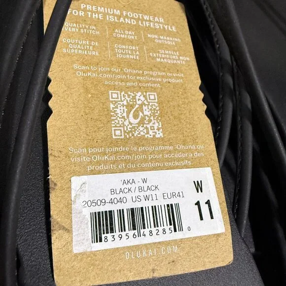 OluKai 'Aka Women's Flip-Flop Sandals Black Sz 11B Comfort Beach Shoes 20509-404 - Picture 8 of 8